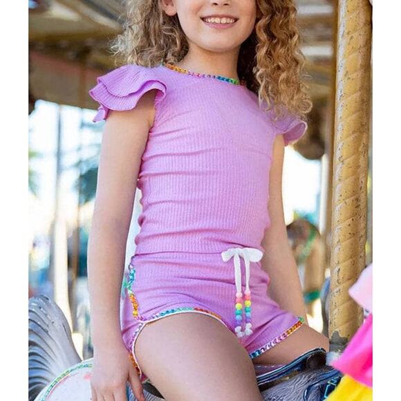 NWT LOLA & THE BOYS Candy Gem Bead Ruffle Set Purple 2